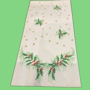 Vintage 50s 60s Christmas Holly Berry Guest Towel Napkins